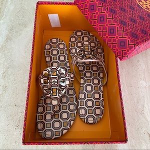 Tory Burch Miller Patent Leather Flip Flops - Octagon Square Ballet Pink Sz 8.5